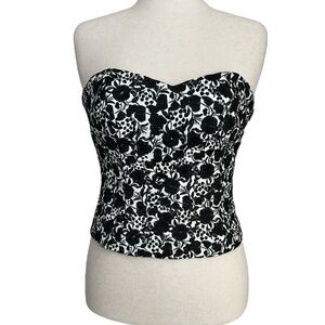 Bonnie Roseman Collection BLT Floral Embroidered Bustier Corset Black/White VTG